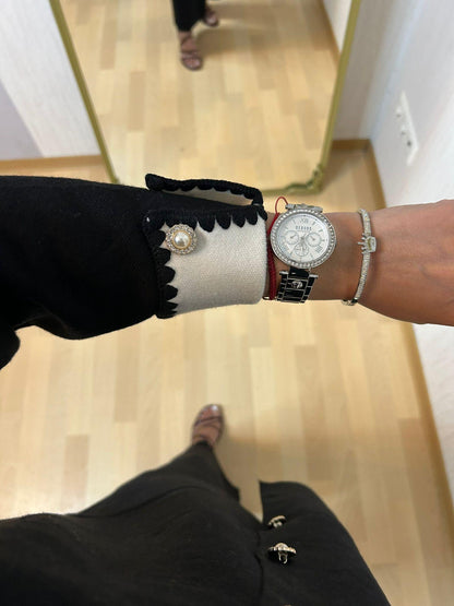 Cream Bow Cardigan Skirt Knitwear Set