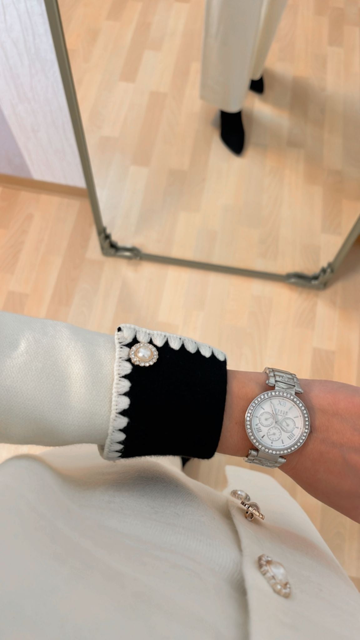 Cream Bow Cardigan Skirt Knitwear Set